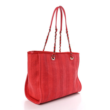 Chanel Mixed Fibers Striped Small Deauville Tote Red 3 of 10