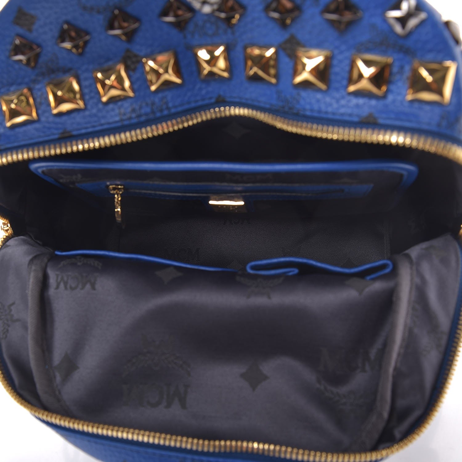 MCM Visetos Studded Medium Stark Backpack White Blue 7 of 20