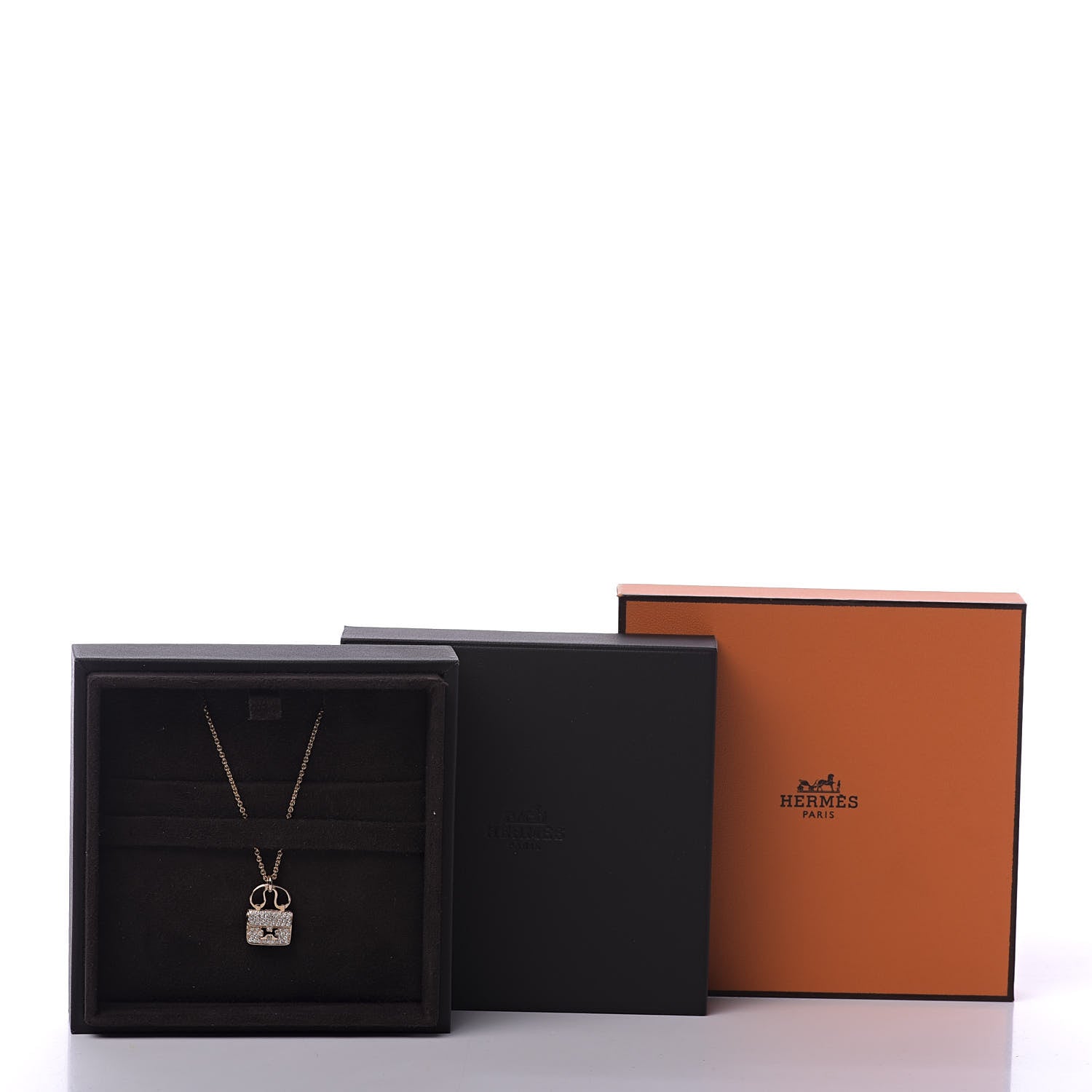 Hermes 18K Rose Gold Diamond Constance Amulette Pendant Necklace 7 of 7