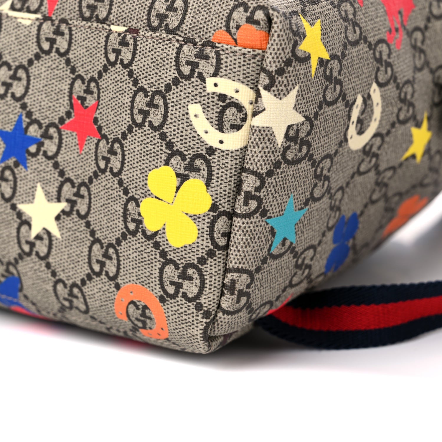 Gucci GG Supreme Monogram Ranch Childrens Backpack Beige Ebony Multicolor New Shamarock 10 of 11