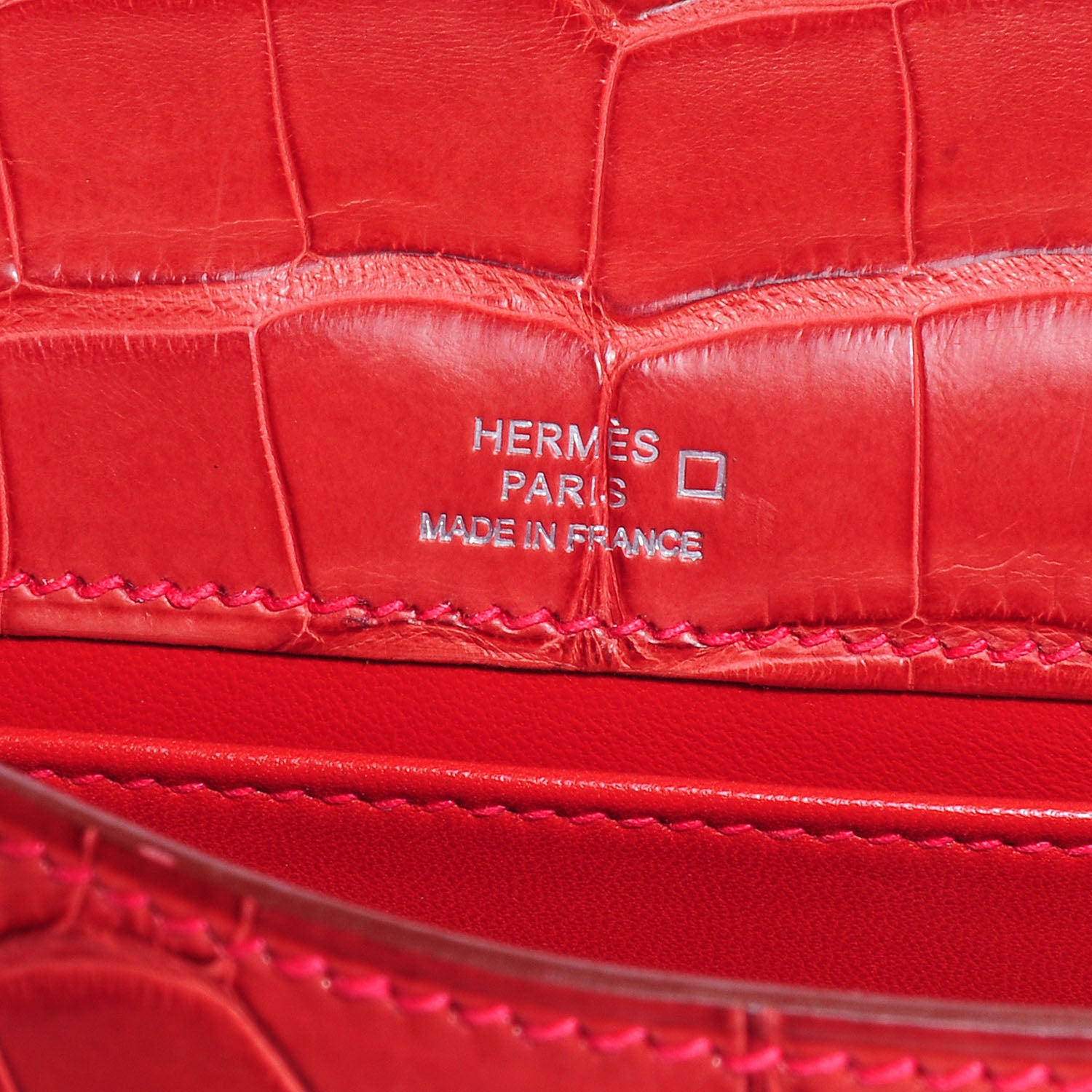 Hermes Matte Alligator Kelly Pochette Bougainvillea 8 of 8