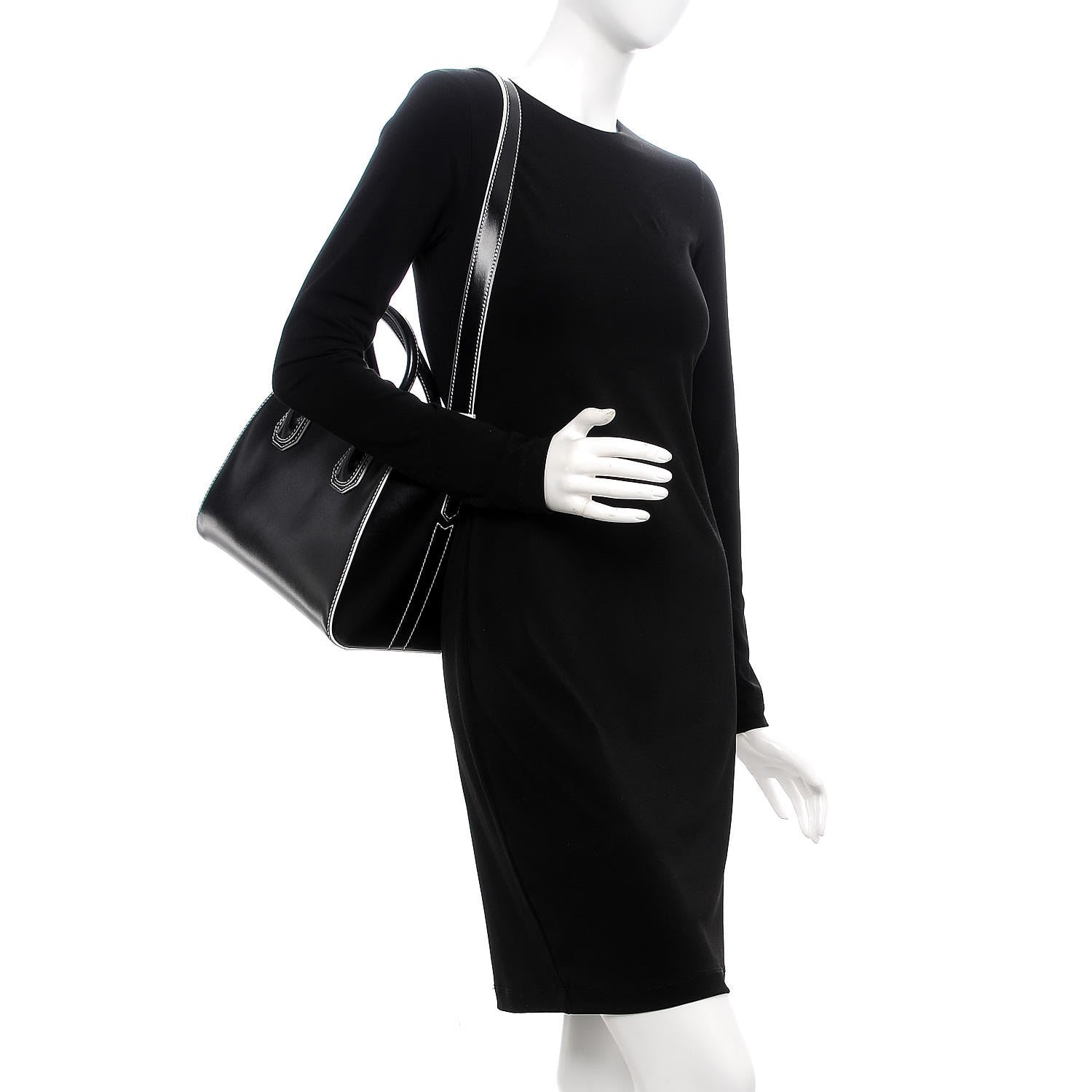 Givenchy Calfskin Contrast Topstitch Small Antigona Black White 2 of 7