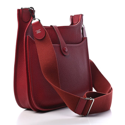 Hermes Taurillon Clemence Evelyne III PM Rouge Garance 2 of 9