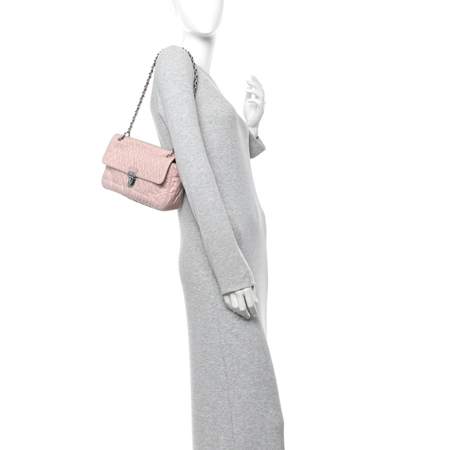 Prada Nylon Tessuto Impunture Quilted Flap Opale 2 of 9