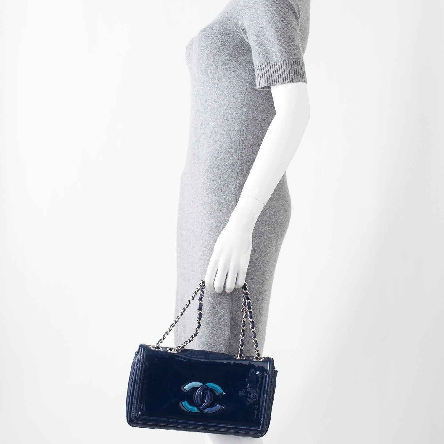 Chanel Vinyl Small Lipstick Flap Bag Blue 2 of 10