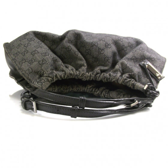 Gucci Denim Monogram Shoulder Bag Black 7 of 13