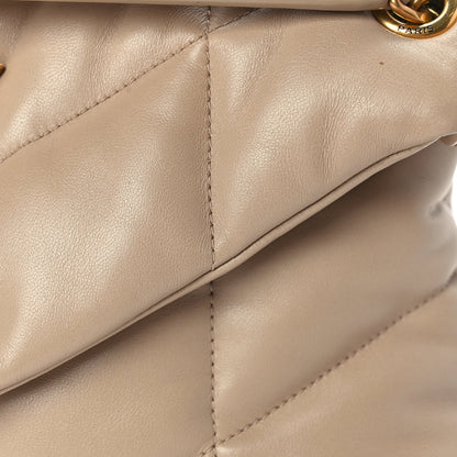 Saint Laurent Lambskin Quilted Small Loulou Puffer Monogram Chain Satchel Dark Beige 6 of 8