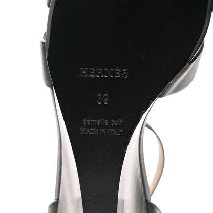 Hermes Calfskin Legend Wedge Sandals 39 Black 8 of 9