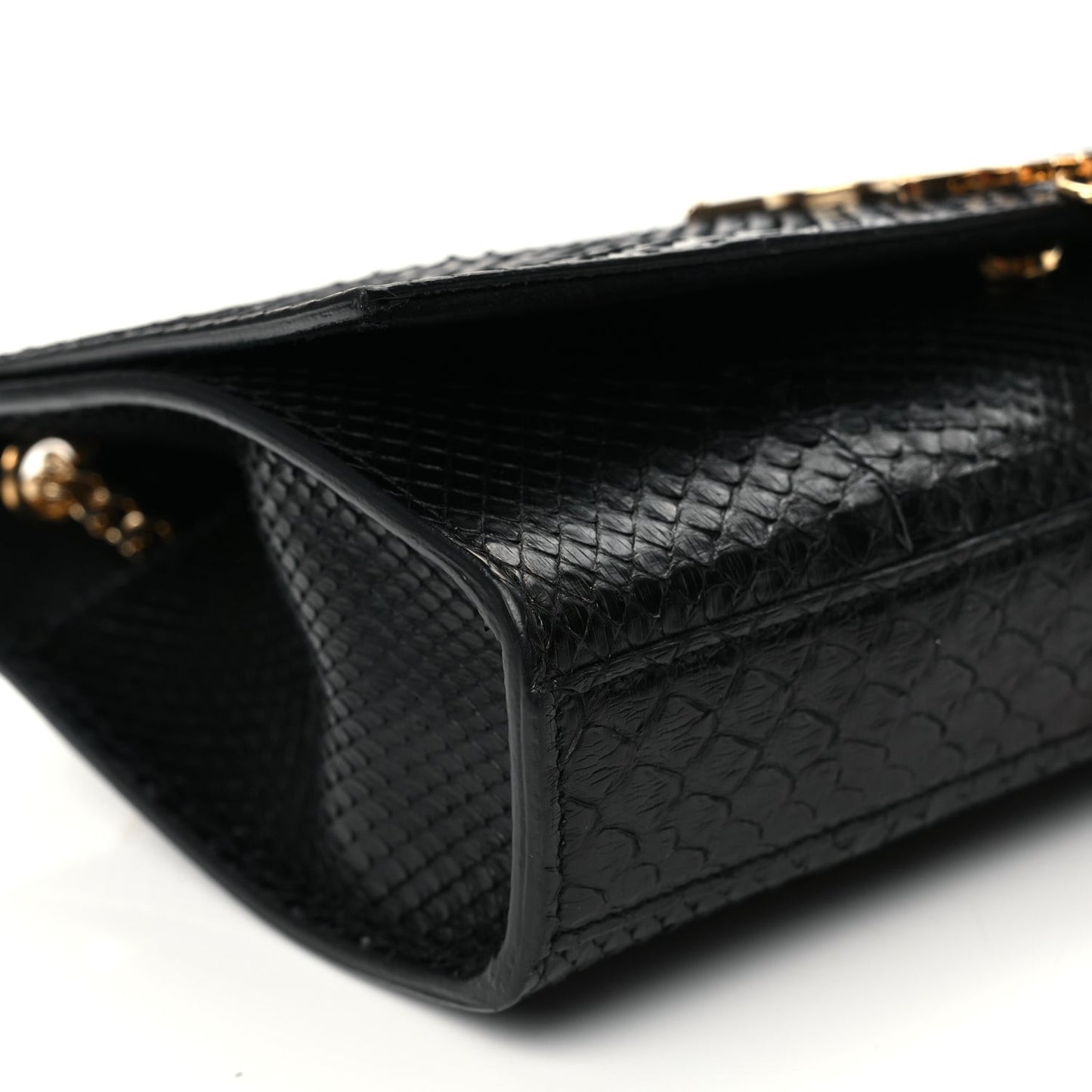Snakeskin Medium Classic Monogram Kate Tassel Satchel Black