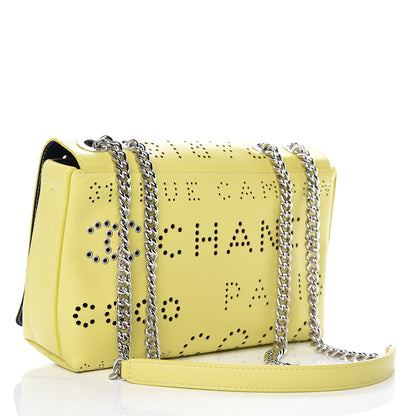 Chanel Calfskin Tweed Piercing Light Flap Bag Yellow White Green 4 of 11