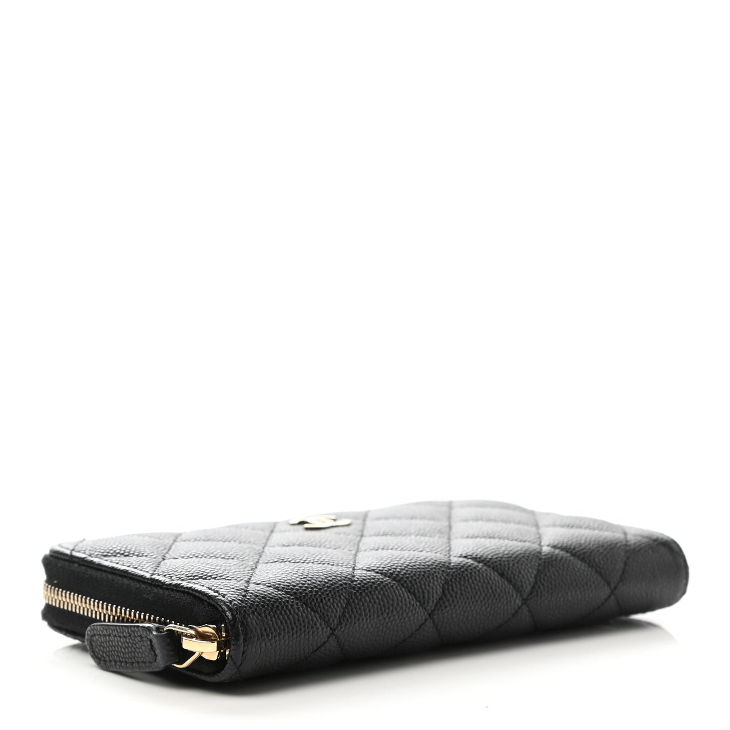 Caviar Quilted Medium Zip Around Wallet Black