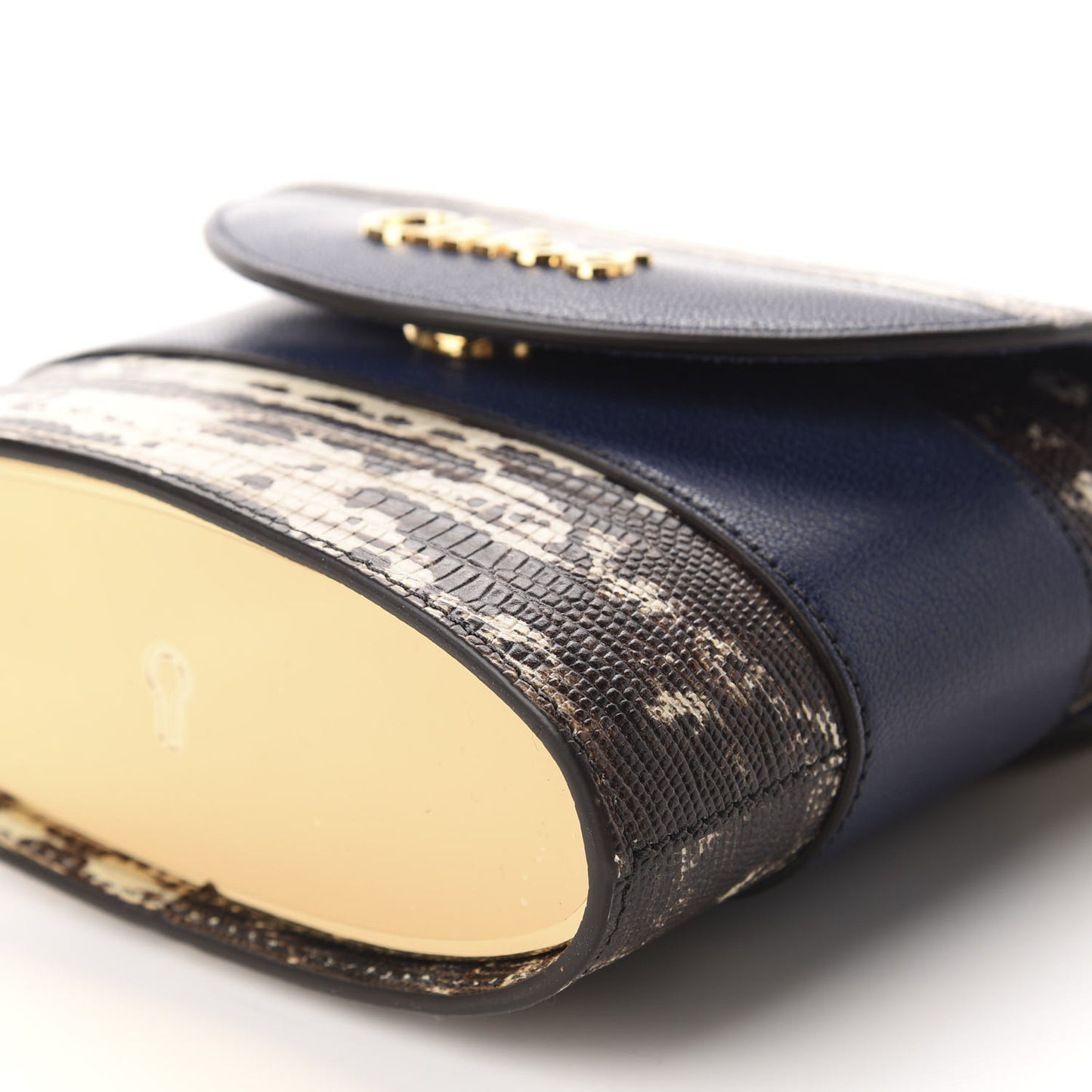 Lizard Embossed Calfskin Small Aby Lock Captive Blue