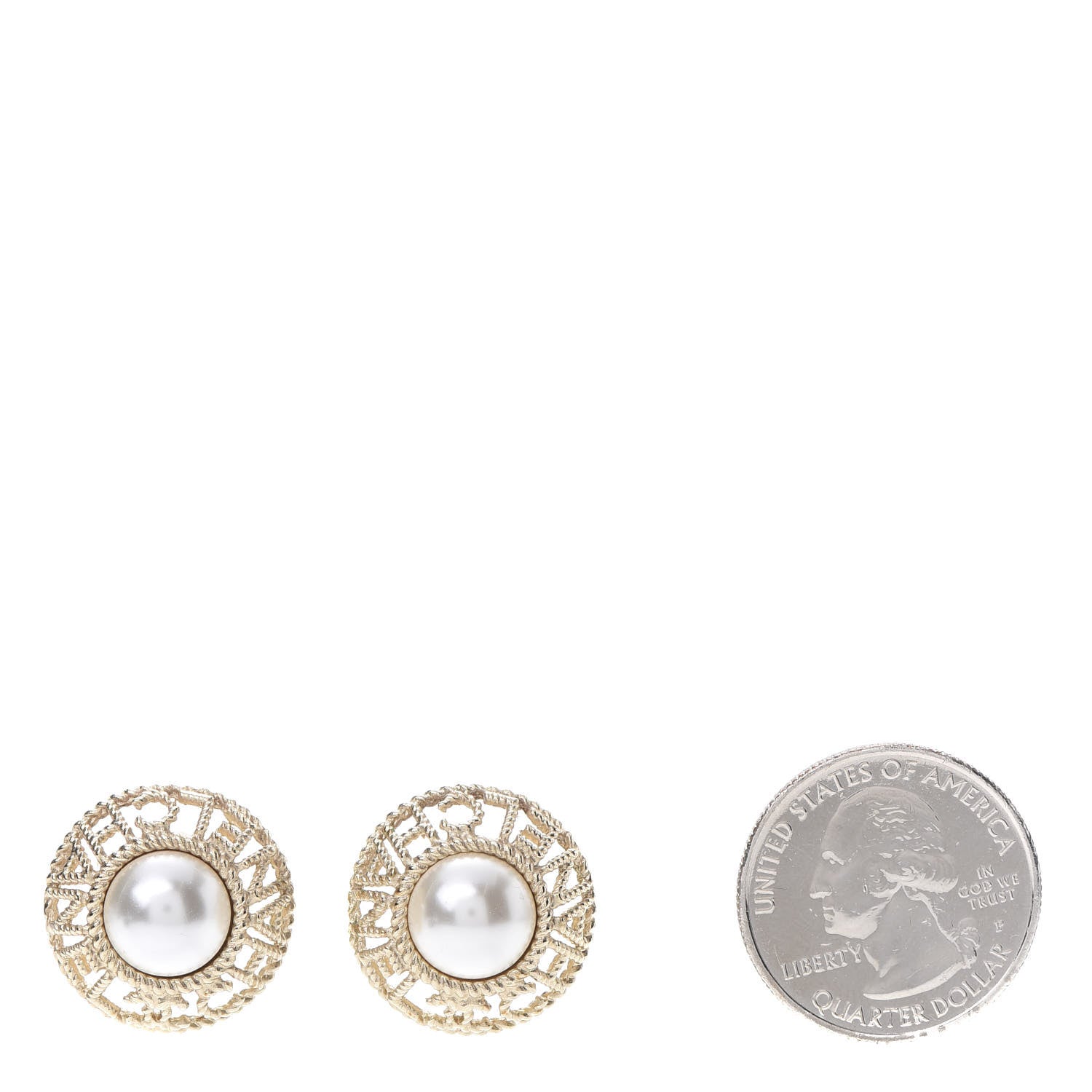 Chanel Pearl CC Round Rope Logo Earrings Gold 2 of 5