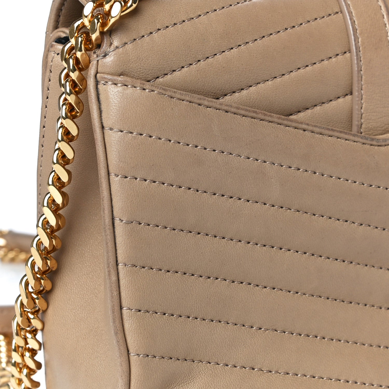 Saint Laurent Lambskin Matelasse Chevron Monogram Small Sulpice Bag Sable Beige 19 of 24