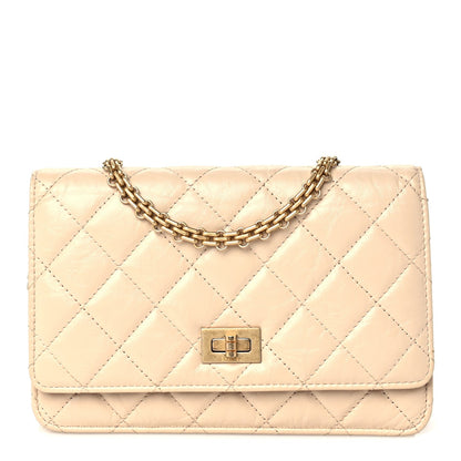 Chanel Aged Calfskin Quilted Reissue Wallet On Chain WOC Beige 1 of 9