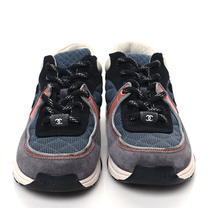 Chanel Nylon Calfskin Suede Womens CC Sneakers 37 Dark Grey Pink 2 of 9