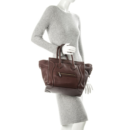 Celine Drummed Calfskin Mini Luggage Dark Brown 2 of 11