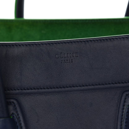 Celine Supple Calfskin Medium Phantom Luggage Navy Blue Green Trim 5 of 14