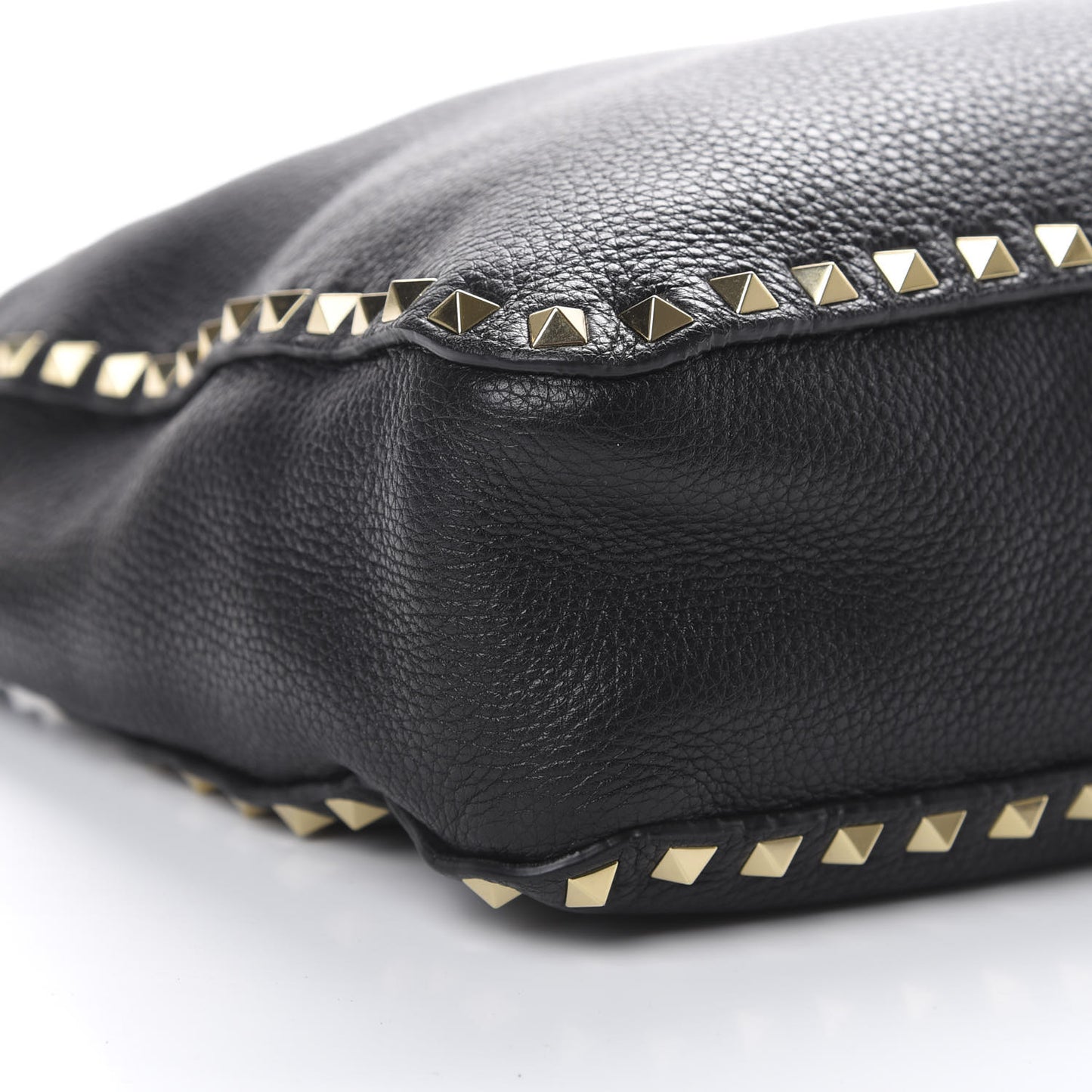 Pebbled Calfskin Small Rockstud Flip-Lock Messenger Bag Black