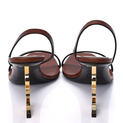 Saint Laurent Calfskin Opyum Slingback Sandals 38 Caramel 4 of 9