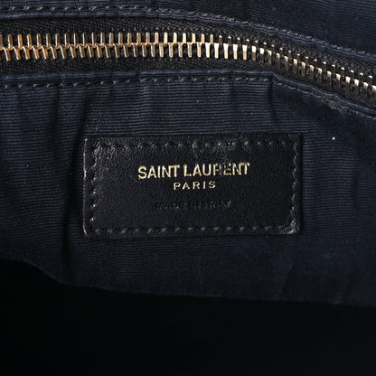 Saint Laurent Canvas Calfskin Leopard Print Rive Gauche Noe Tote Natural Black 5 of 8