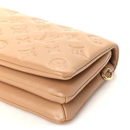 Louis Vuitton Lambskin Embossed Monogram Pochette Coussin Camel 7 of 8