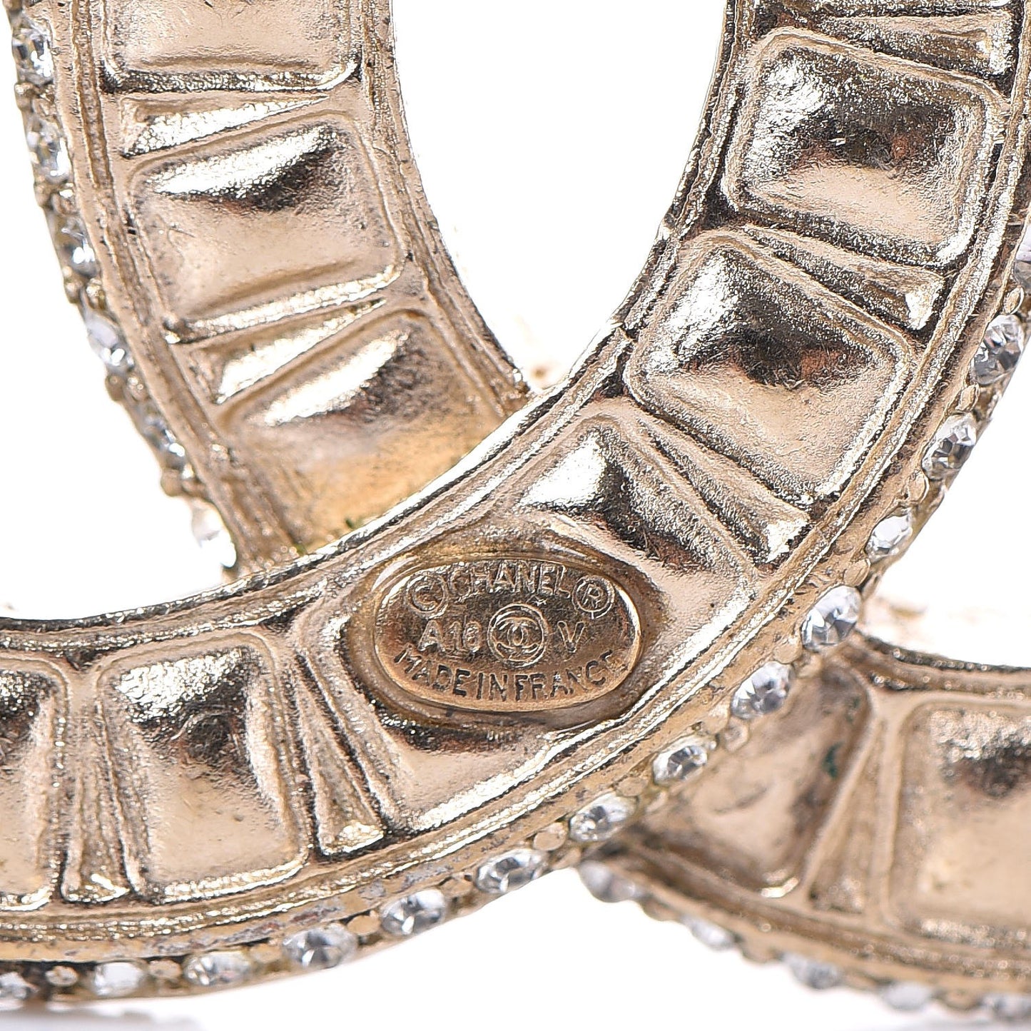 Baguette Crystal CC Brooch Gold