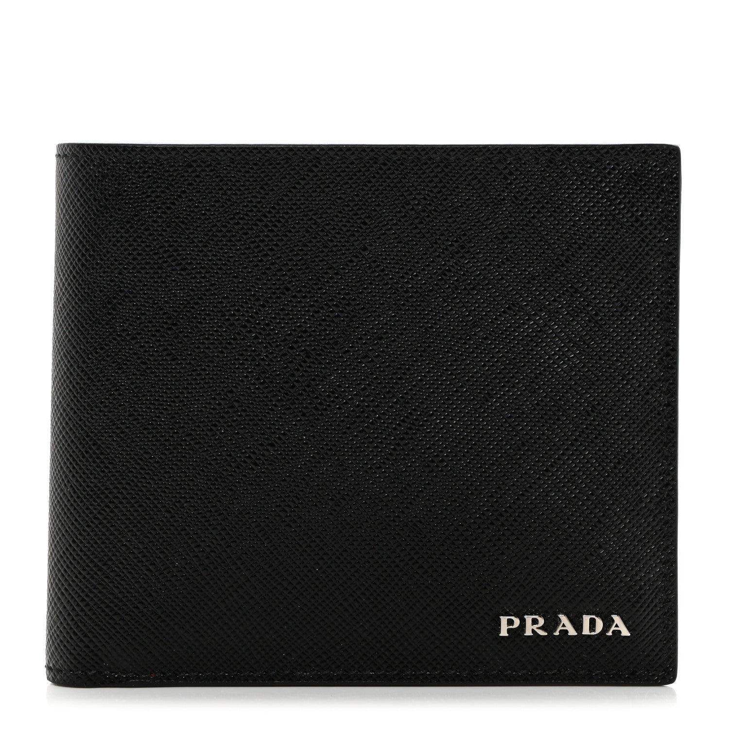 Prada Saffiano Bi-Fold Wallet Black Fuoco 1 of 7