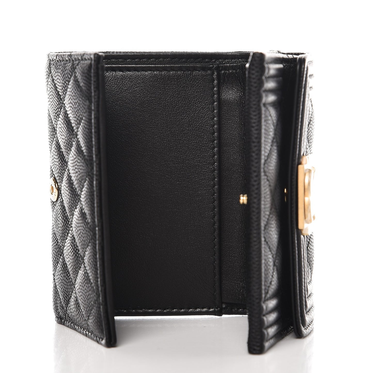 Caviar Quilted Small Boy Flap Wallet Black