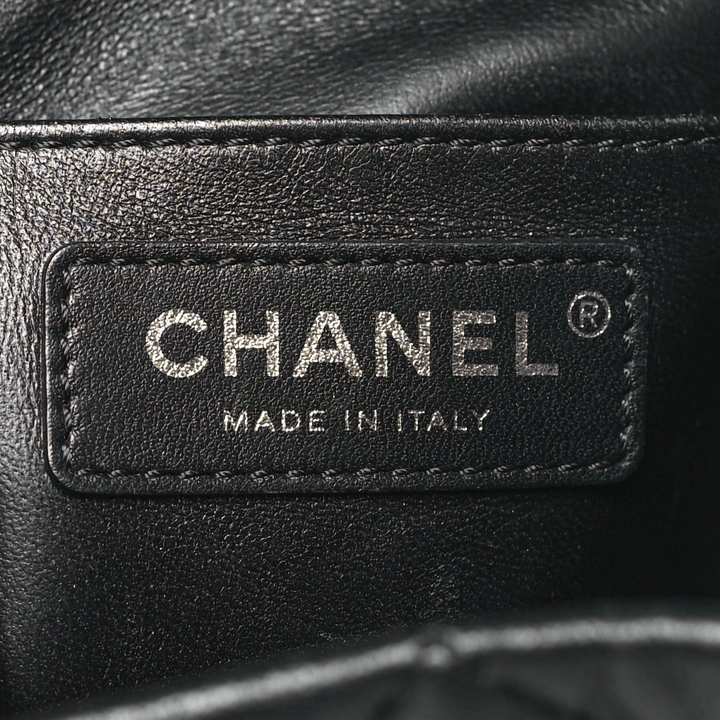 Lambskin Quilted CC Drawstring Bucket Bag Black