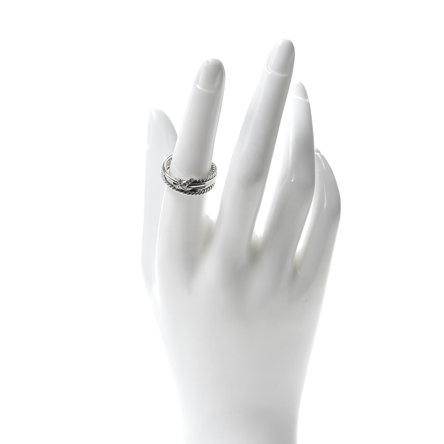 Sterling Silver Diamond X Crossover Ring 54 7