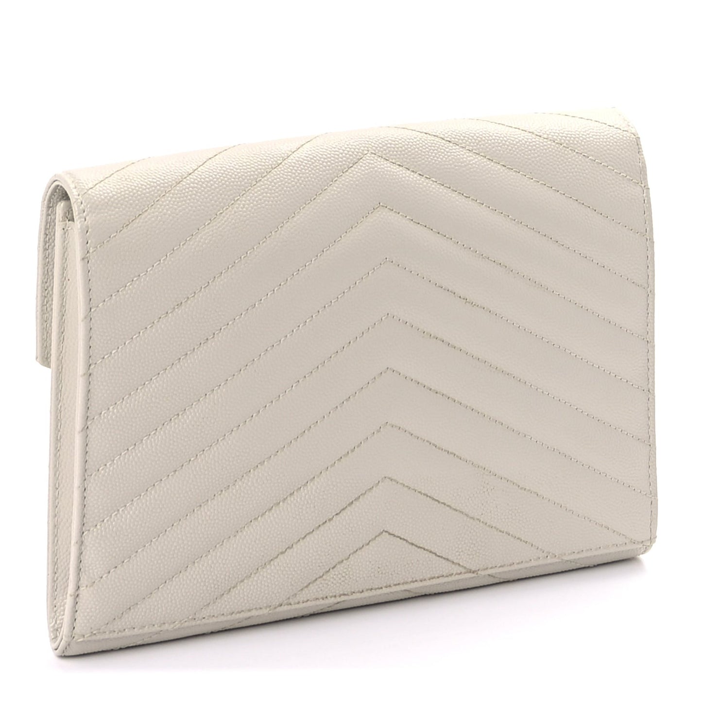 Grain De Poudre Matelasse Chevron Monogram Envelope Clutch  Blanc Vintage