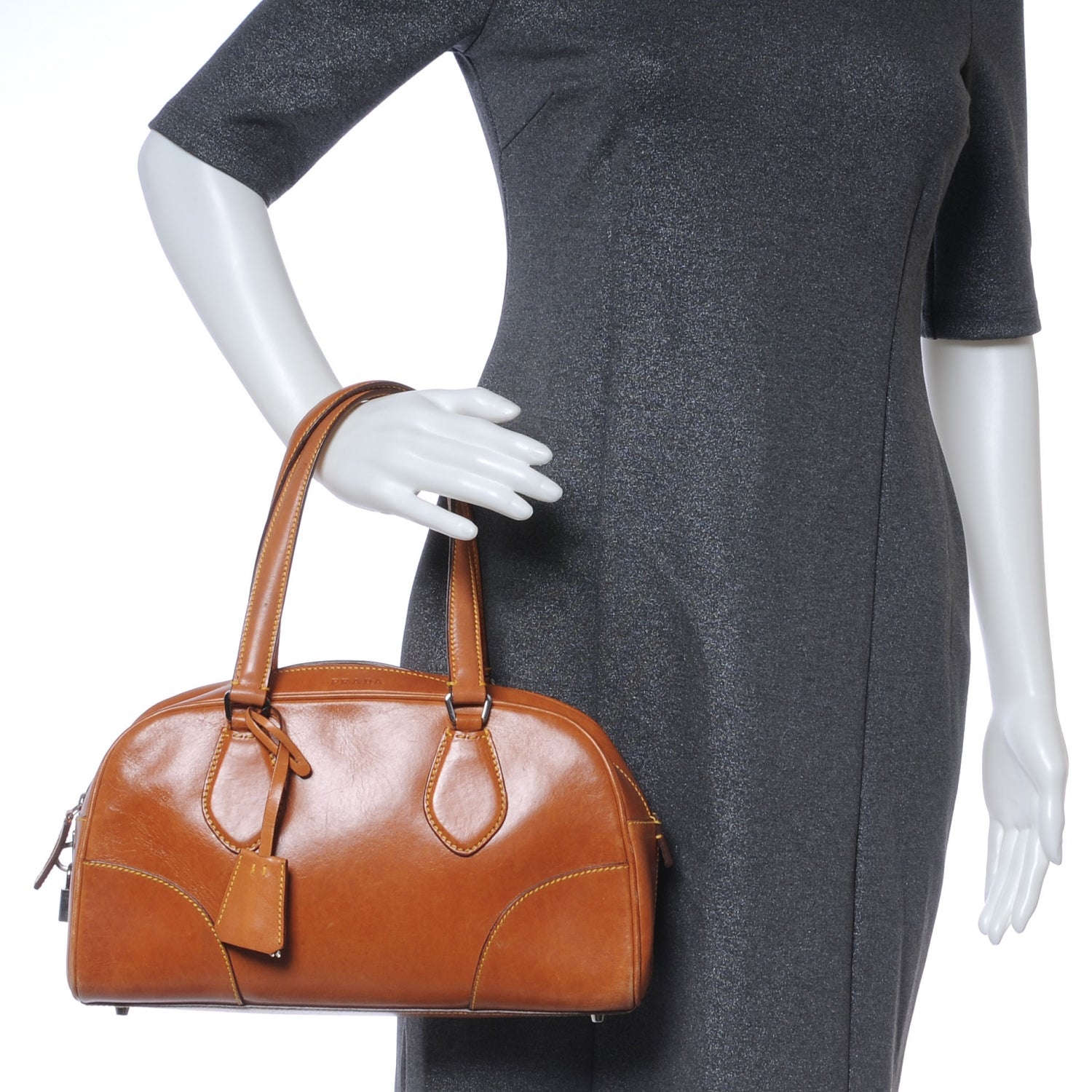 Prada Vitello England Bowling Bag Naturale 2 of 9