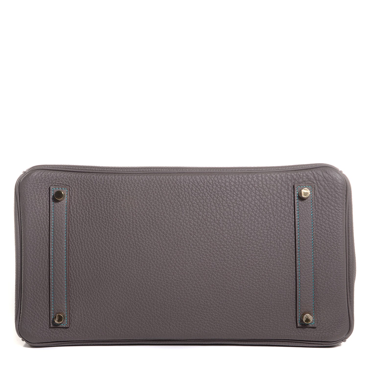 Hermes Togo Horseshoe Birkin 35 Etain Bleu Paon 5 of 26