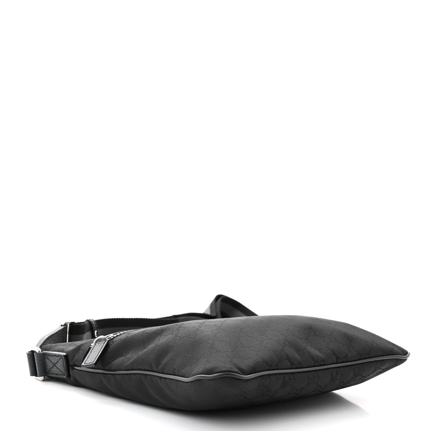 Nylon Monogram Small Flat Messenger Bag Black