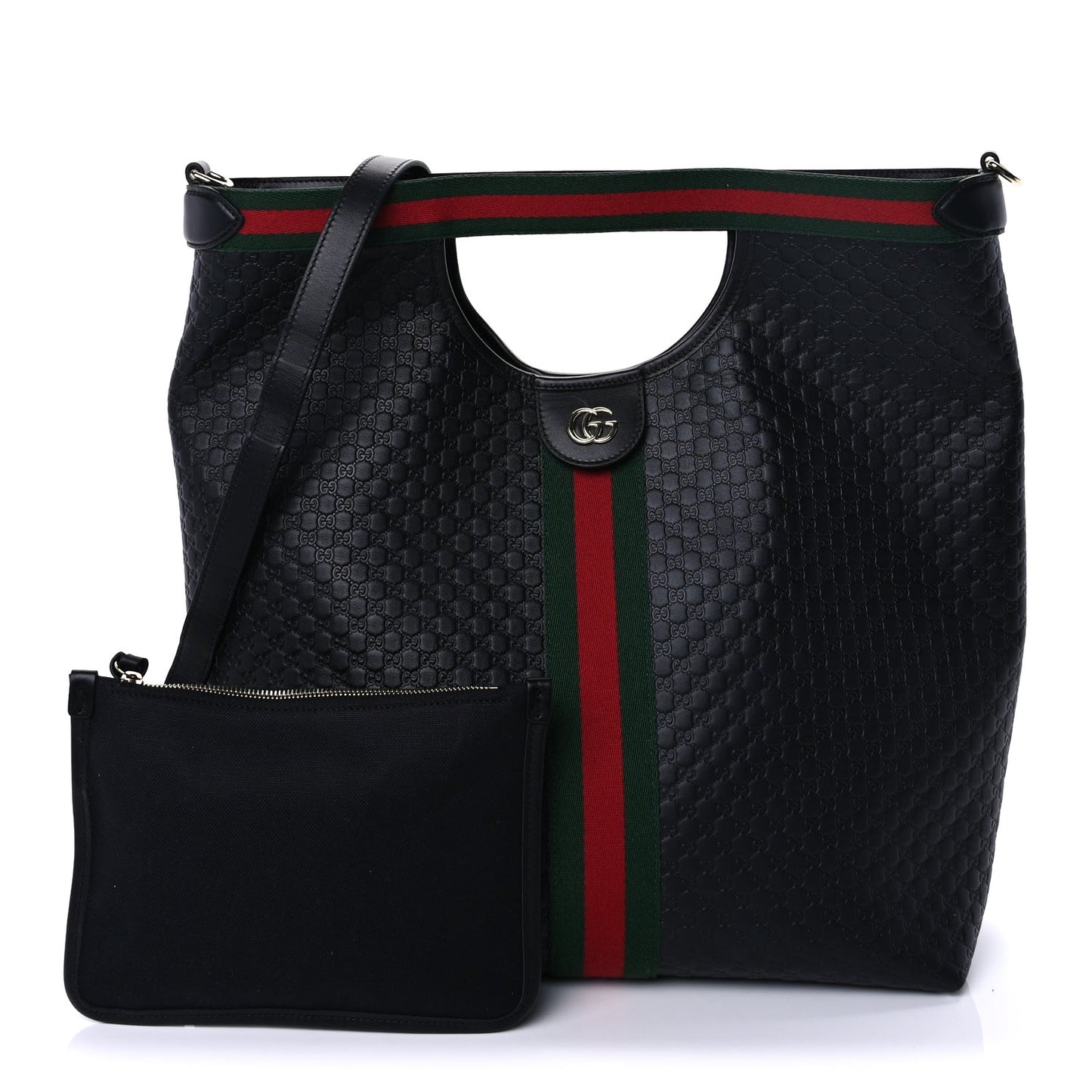 Microguccissima Web Large Giglio Tote  Black