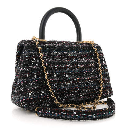 Chanel Tweed Sequin Mini Coco Handle Flap Black 3 of 7