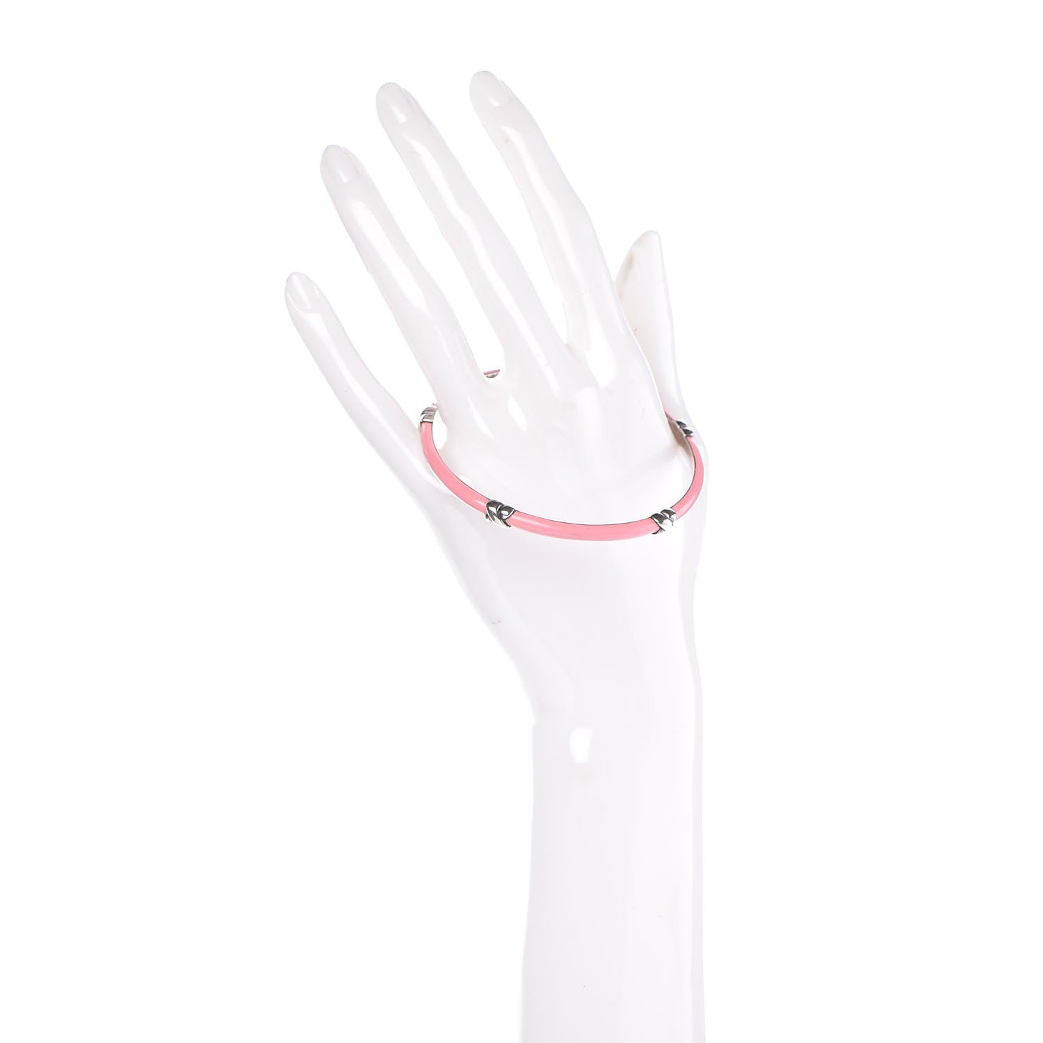 Tiffany Enamel Sterling Silver Signature X Bangle Bracelet Pink 2 of 4