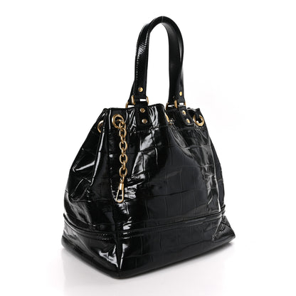 Saint Laurent Patent Croc Overseas Tote Black 4 of 13