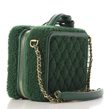 Chanel Lambskin Shearling Quilted Small CC Filigree Vanity Case Green 3 of 11