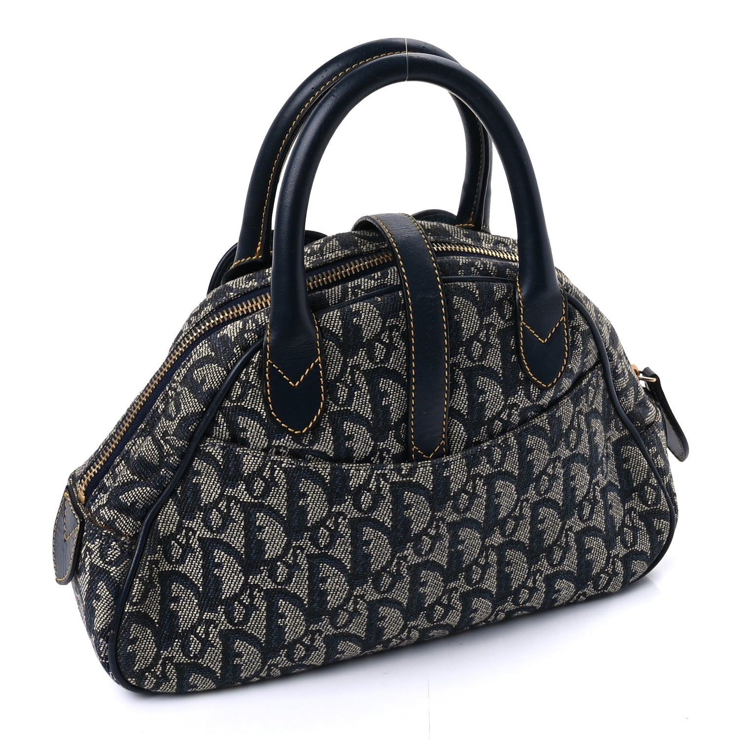 Christian Dior Monogram Mini Saddle Bowler Navy Blue 2 of 8
