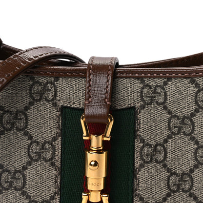 Gucci GG Supreme Monogram Azalea Calfskin Web Mini Jackie 1961 Hobo  Beige Ebony Brown Sugar 7 of 7