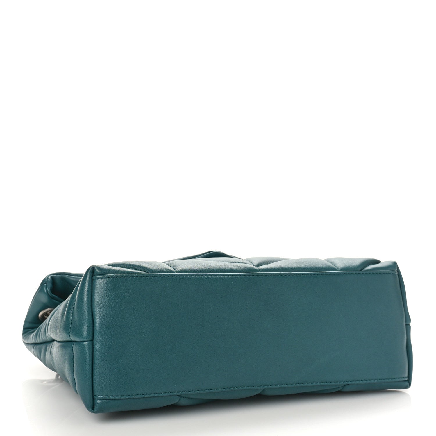 Saint Laurent Lambskin Quilted Small Loulou Puffer Monogram Chain Satchel Vert Canard 4 of 9