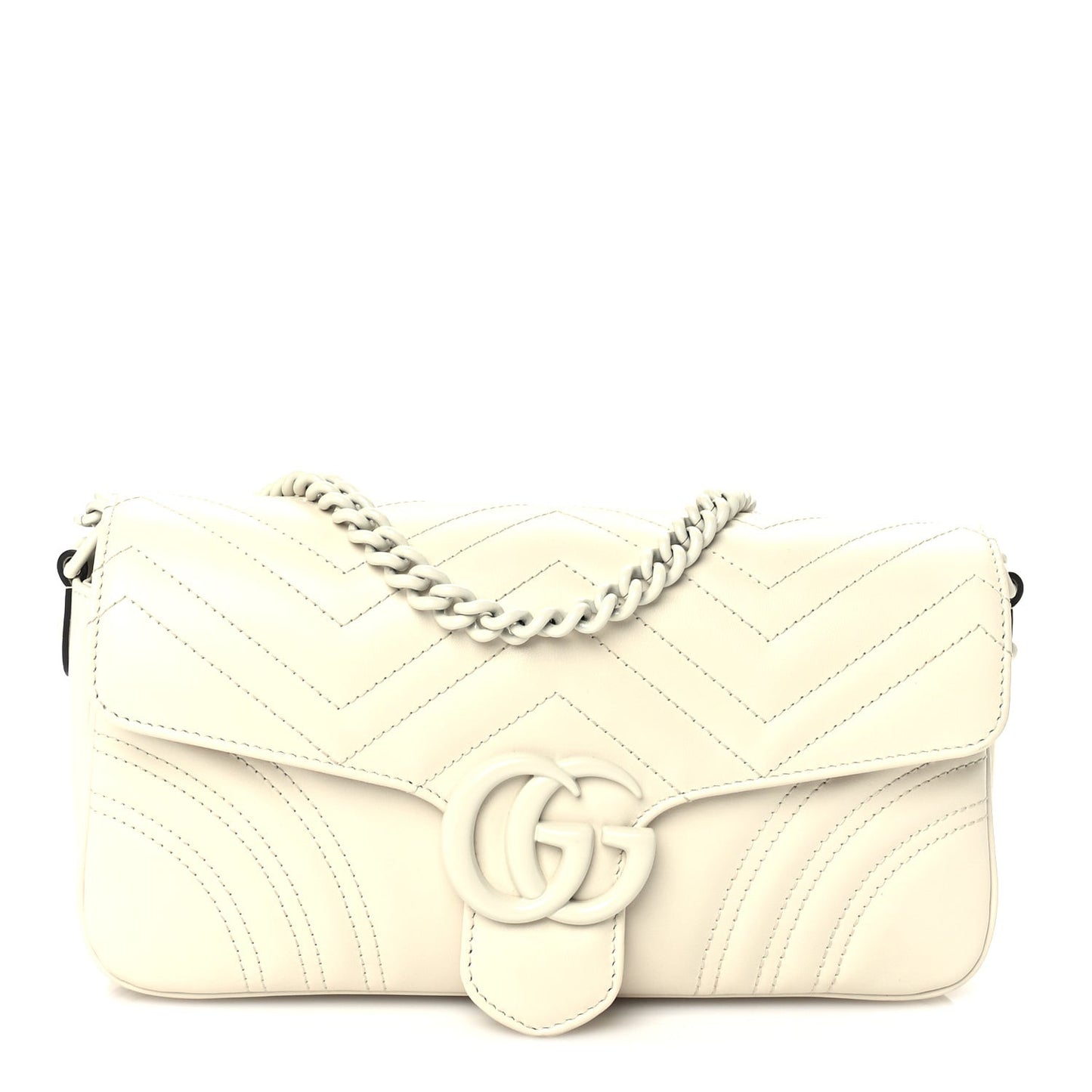 Calfskin Matelasse Monochrome GG Marmont Crossbody Shoulder Bag  White