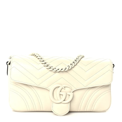 Gucci Calfskin Matelasse Monochrome GG Marmont Crossbody Shoulder Bag  White 1 of 8
