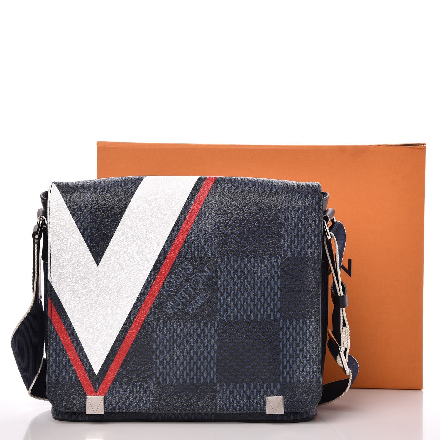 Louis Vuitton Damier Cobalt Latitude America's Cup District PM Red 9 of 9