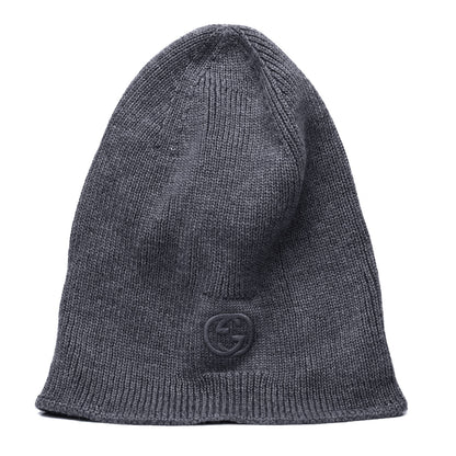 Gucci Wool Tricot Interlocking G Simple GG Beanie Hat M Graphite 3 of 16