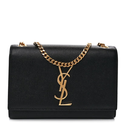Saint Laurent Grain De Poudre Medium Classic Monogram Kate Satchel Black 1 of 8