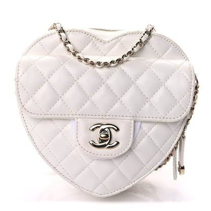 Chanel Lambskin Quilted CC In Love Heart Bag  White 2 of 9