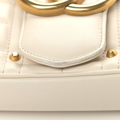 Gucci Calfskin Matelasse Studded Medium GG Marmont Shoulder Bag White 7 of 7